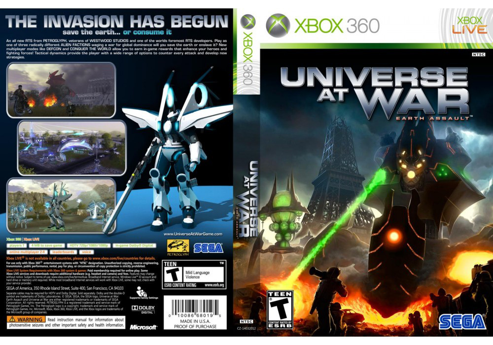 Гра для ігрової консолі Xbox 360, Universe At War Earth Assault (LT 3.0, LT 2.0)