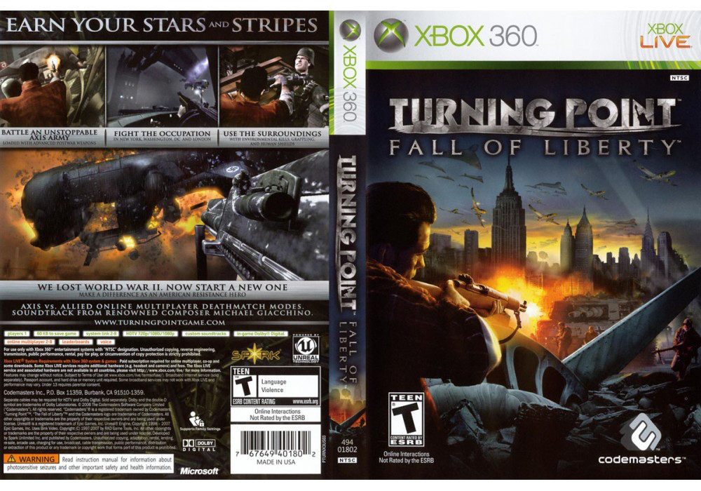 Гра для ігрової консолі Xbox 360, Turning Point Fall of Liberty (LT 3.0, LT 2.0)