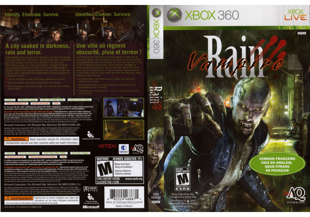 Гра для ігрової консолі Xbox 360, Vampire Rain (LT 3.0, LT 2.0)