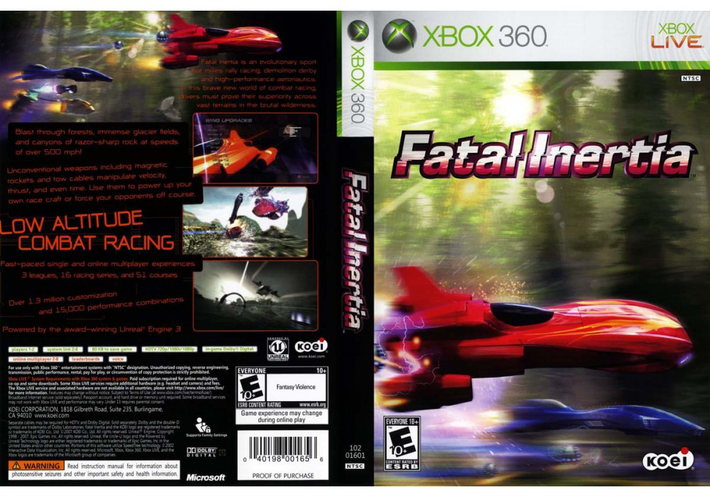 Гра для ігрової консолі Xbox 360, Fatal Inertia (LT 3.0, LT 2.0)