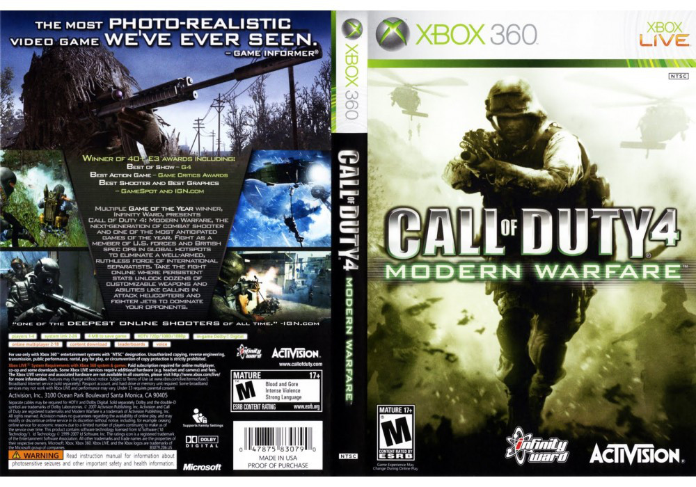 Гра для ігрової консолі Xbox 360, Call of Duty 4: Modern Warfare (LT 3.0, LT 2.0)