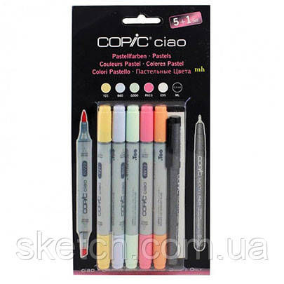 Набір маркерів Copic Ciao Set "5+1", пастельні кольори +лайнер