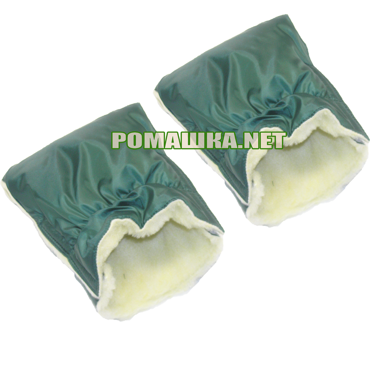 Муфта-рукавиці на дитячу коляску на овчині і синтепоні кріпиться липучкою 20х25 см 2973 Зелений, фото 1