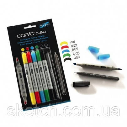 Набір маркерів Copic Ciao Set "5+1", яскраві кольори +лайнер