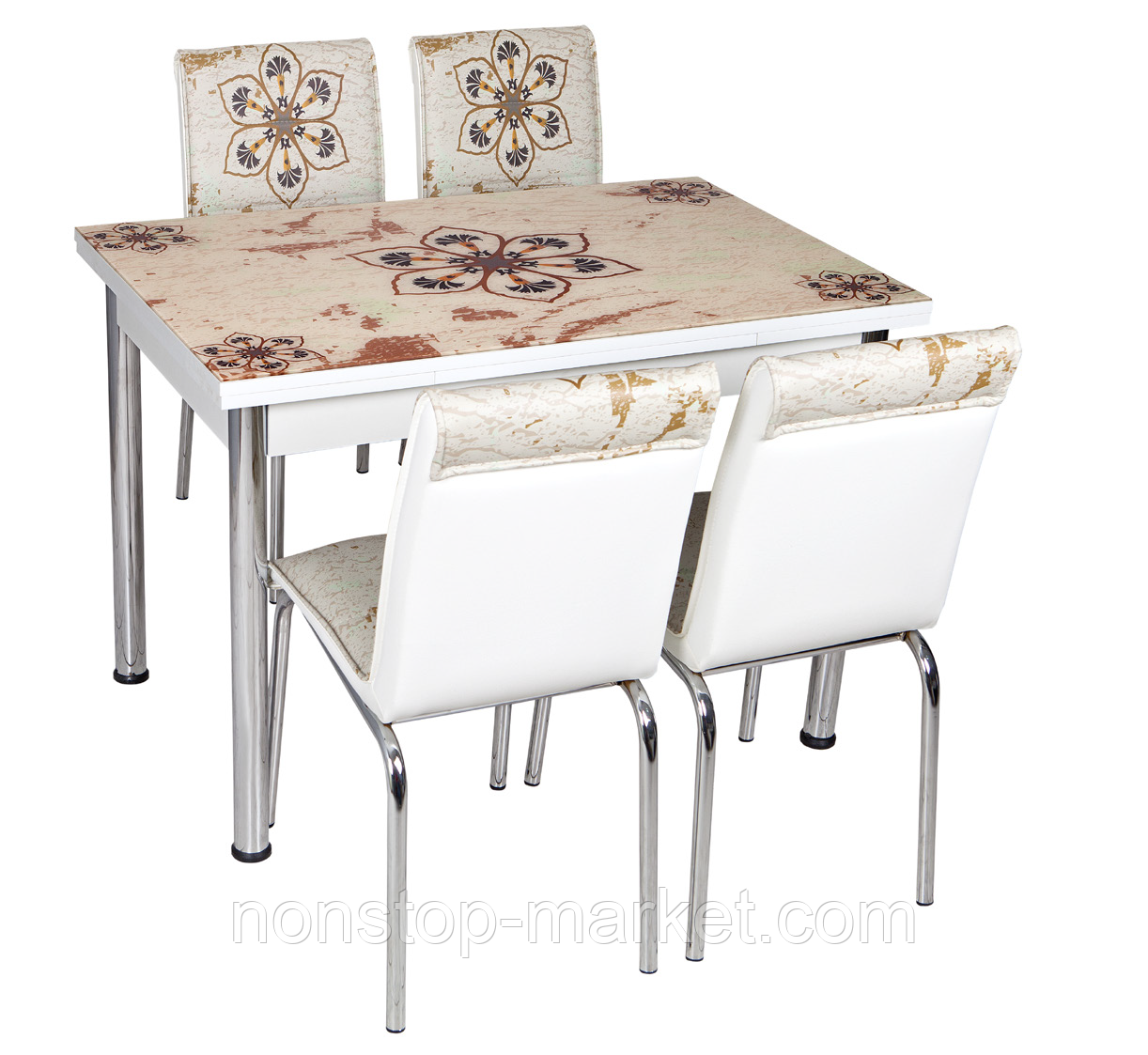 Комплект кухонний стіл і стільці "Н СВ 033" МДФ гартоване скло 70*110 (Лотос-М)