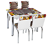Розкладний стіл обідній кухонний комплект стіл і стільці 3D малюнок 3д "Ромашки" ДСП скло 70*110 Mobilgen 996, фото 3