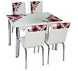 Розкладний стіл обідній кухонний комплект стіл і стільці 3D малюнок 3д "Вогненні пелюстки" ДСП скло 70*110 Лотос-М, фото 7