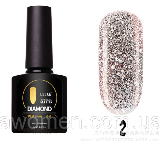 Гель-лак Lulaa Diamond Glitter Platinum gel 7.5 ml No 02