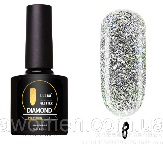 Гель лак Lulaa Diamond Glitter Platinum gel 7.5 ml № 08