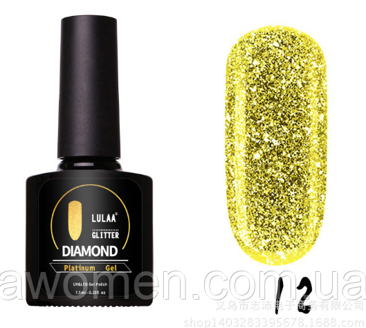 Гель лак Lulaa Diamond Glitter Platinum gel 7.5 ml № 012