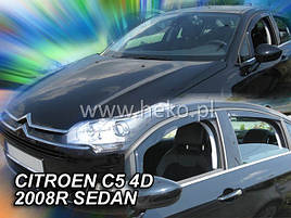 Дефлектори вікон (вітровики) Citroen C5 4D 2008+ Sedan (вставні, 4 шт.) (HEKO)