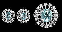 Набір із Небесно-блакитними Топазами та куб. цирконієм (фіанітами), срібло 925 пр.