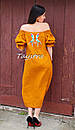 Вишите плаття туніка льон вишиванка бохо стиль етно, плаття відкриті плечі, фото 3