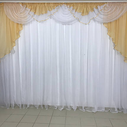 Ламбрекен шифоновий №103 на карниз 3-3,5 м абрикос, фото 2