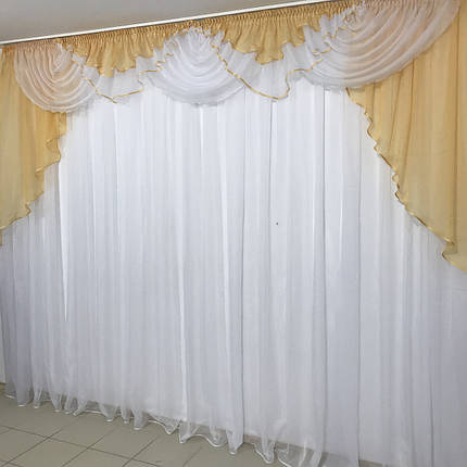 Ламбрекен шифоновий №103 на карниз 3-3,5 м абрикос, фото 1