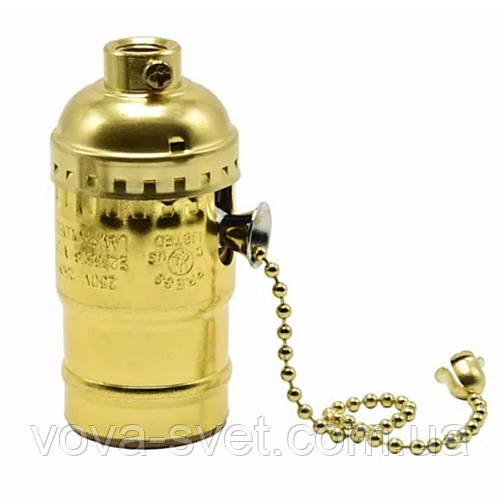 Купить Патрон алюминиевый с выключателем цепочка [ Gold ], цена 100 ...