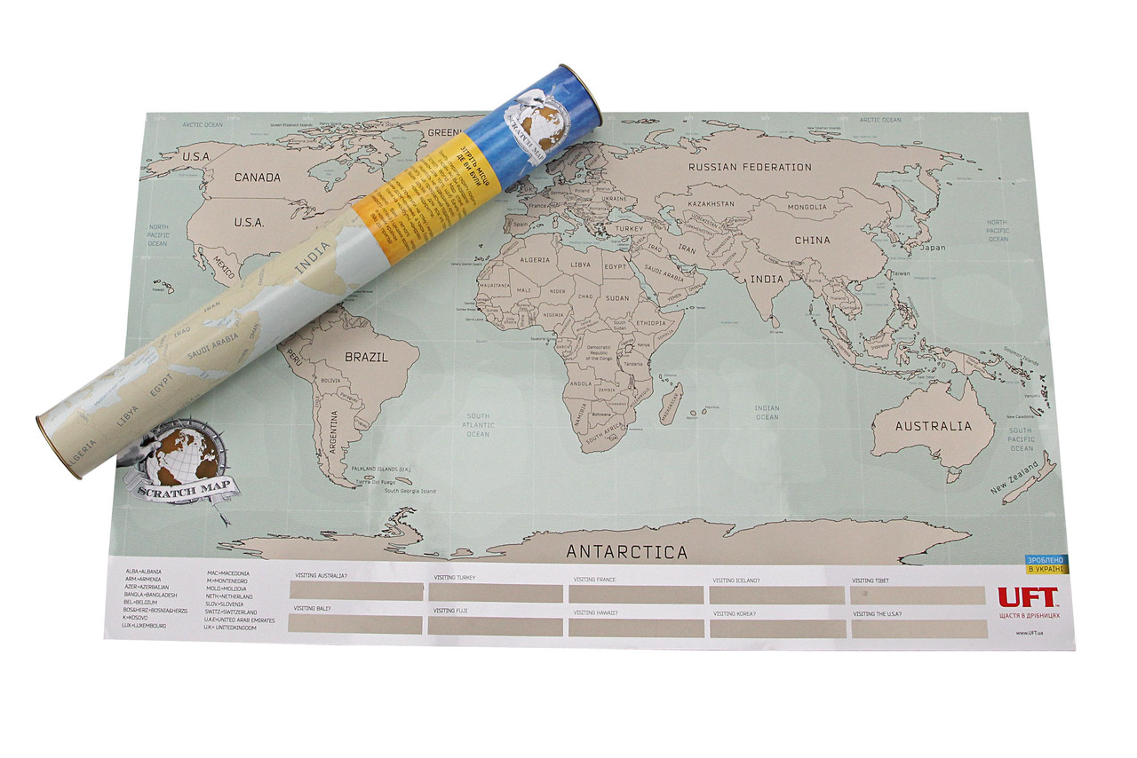Подарок Скретч карта мира на английском языке - фото 2 - id-p54071245