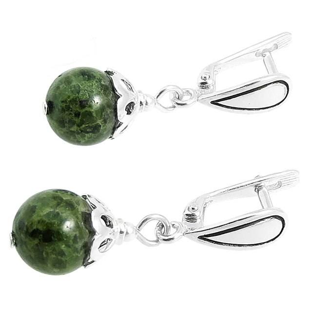 Турмалін верлить, Ø10 срібло, сережки