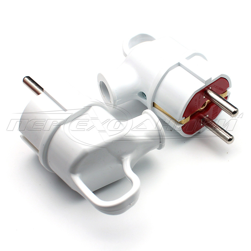 Вилка електрична з вушком 16 A EU із заземленням, кутова 