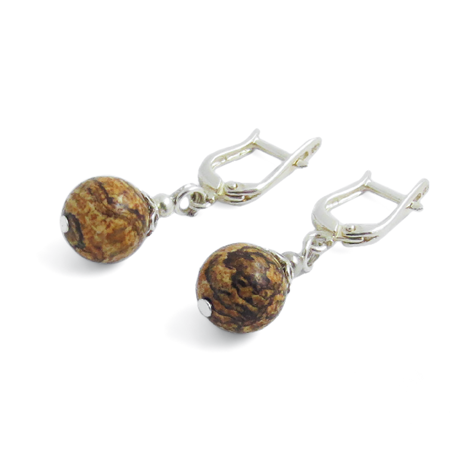 Яшма пісочна, срібло сережки