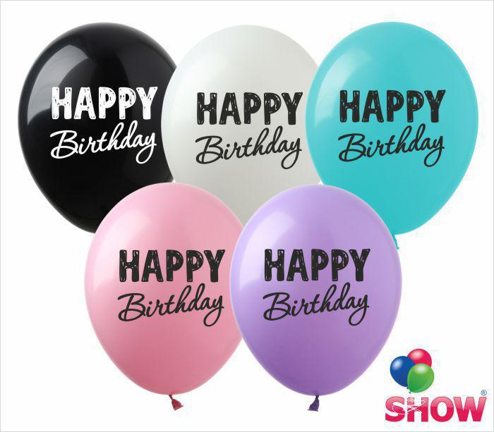 Повітряні кулі "Happy Birthday" 12"(30 см) пастель асорті