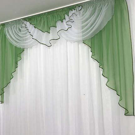 Ламбрекен шифоновий №102 2-2,50 м зелений, фото 1