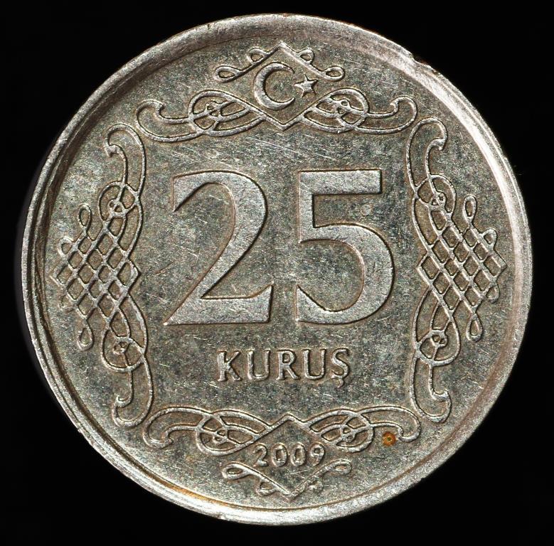 Монета Туреччини 25 куруш 2009-15 рр.