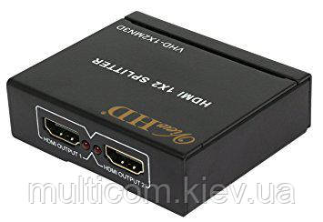 03-01-102. HDMI Splitter (дільник) 2 порту (1 гніздо HDMI (IN) → 2 гнізда HDMI (OUT)), ver.1.4, із живленням