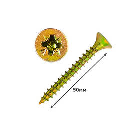 Шуруп універсальний жовтий 6х50, шуруп оцинкований (упаковка 250шт.)