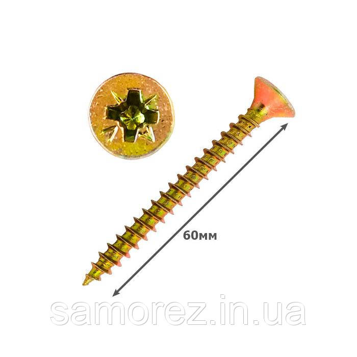 Шуруп 6х60 універсальний цинк жовтий (упаковка 250шт.), фото 1