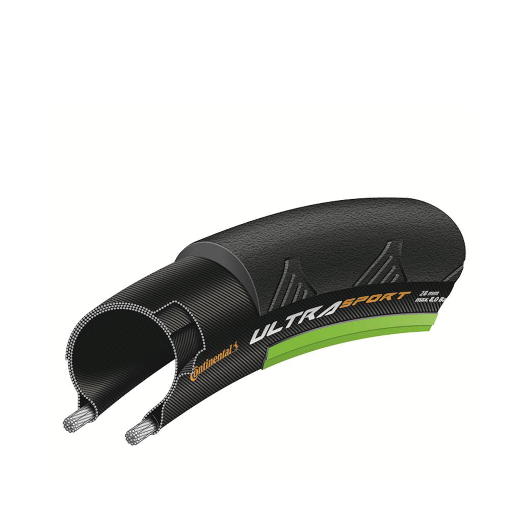 Покришка Continental Ultra Sport II 28", 700x25C, Performance, Skin, зелений