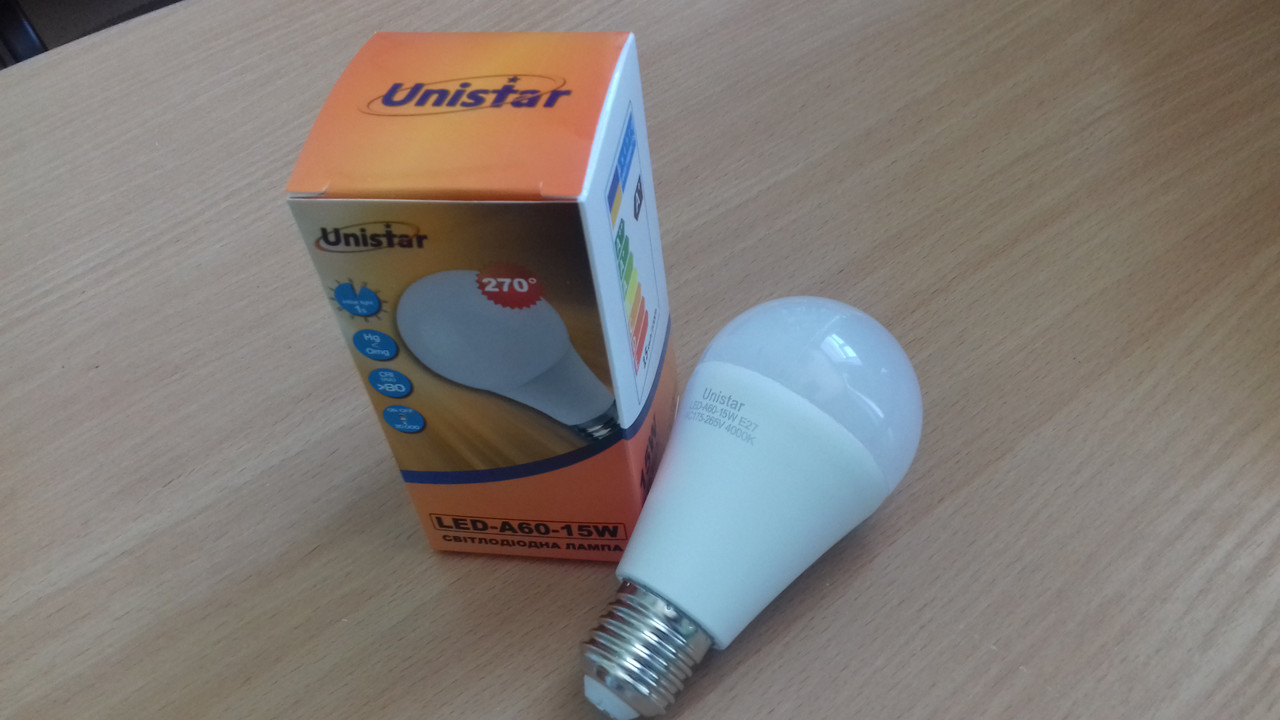 Лампа світлодіодна Unistar LED-A60-15W E27