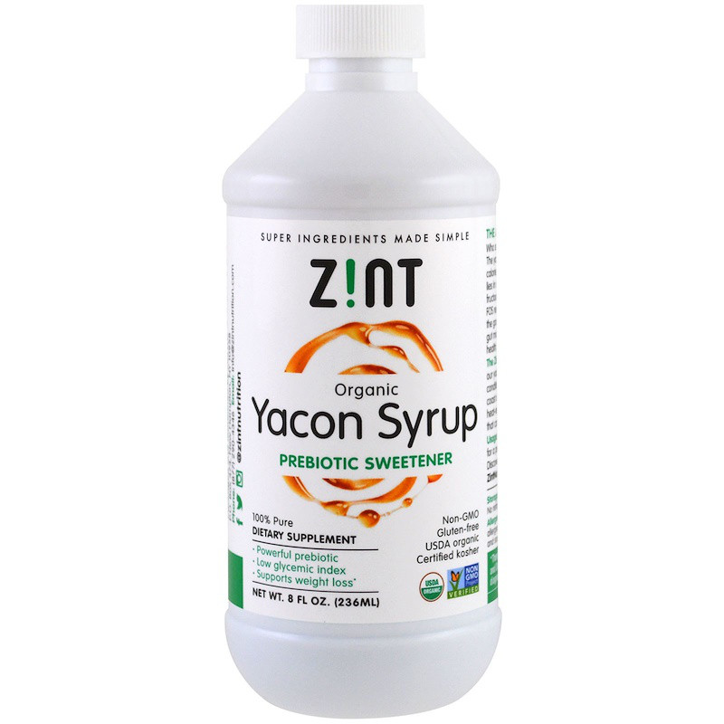Пребіотичний натуральний замінник цукру ZINT Organic Yacon, органічний сироп з якону 236 мл