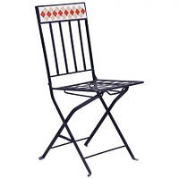 Вуличний металевий садовий стілець чорний Арманіяк спинка з мозаїкою hy-mfc001 95169 для балкона, лоджії, саду