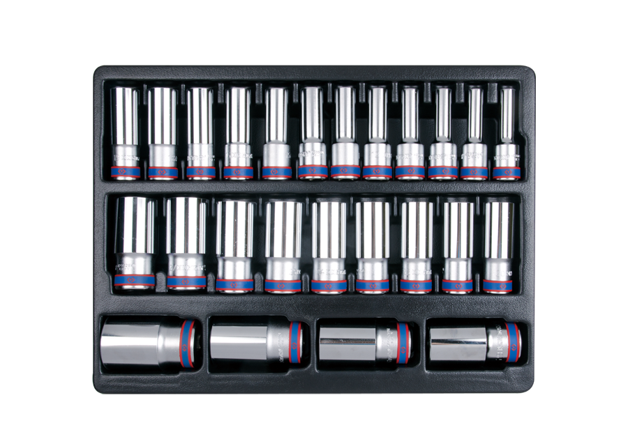 Набір головок 1/2" 12 гранних довгих 25 од (08-36mm) KING TONY 9-4235MR (Тайвань), фото 1