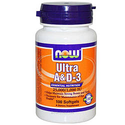 Вітаміни NOW Foods Ultra A&D-3 25000/1000IU 100 softgels