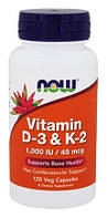 Витамины NOW Foods Vitamin D-3 & K-2 1000IU/45mcg 120 caps