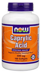 Каприлова кислота NOW Foods Caprilic Acid 600mg 100 softgels