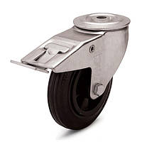 Колеса с поворотным кронштейном с тормозом с отверстием, диаметр 160 мм, нагрузка 140 кг, Фрегат 12 90 160 СК