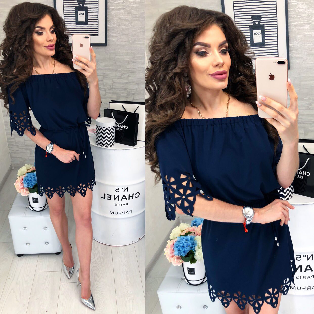 Сукня з вибитим малюнком арт. 105 темно-синій, темно синього кольору