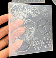 Молд "Стімпанк механізми", 1 шт , для заливки 8 форм. Напівпрозорий платиновий силікон