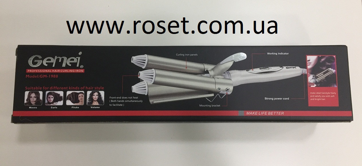 Плойка 3 в 1 з керамічним покриттям GЕMЕI GM 1988, фото 1
