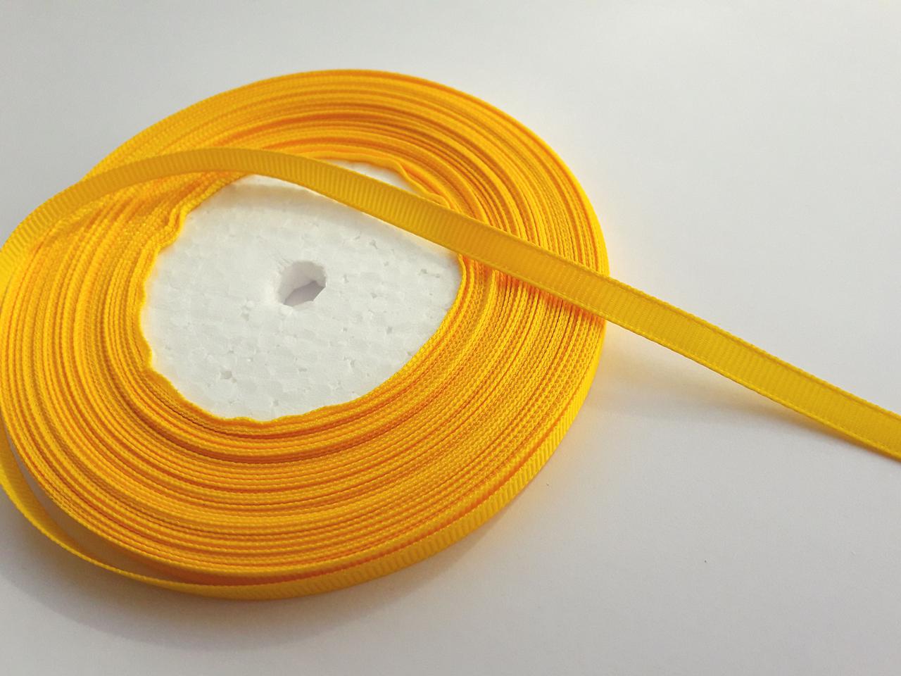 Тесьма лента репсовая Стрічка репсова 6мм ( 22 метри в рулоні) жовто-гаряча