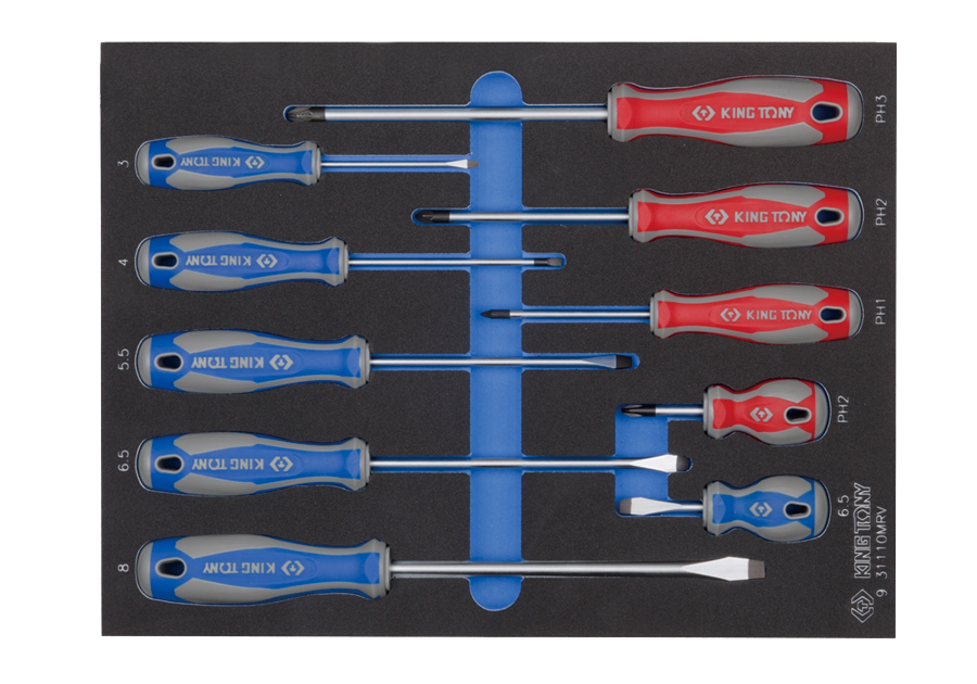 Набір викруток (ложемент) 10 предметів KING TONY 9-31110MRV (Тайвань), фото 1