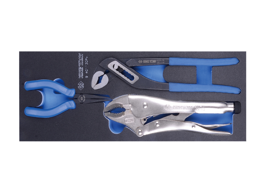 Набір плоскогубці/ переставні кліщі і затиск (ложемент) 3 пр. KING TONY 9-40113GPV (Тайвань), фото 1