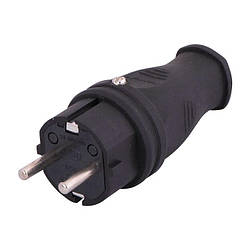 Вилка однофазна 2Р+РЕ 1х16А 220-240V (каучук)