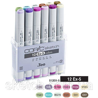 Набір маркерів Copic Sketch Set EX-5, 12 шт./пач., фото 1