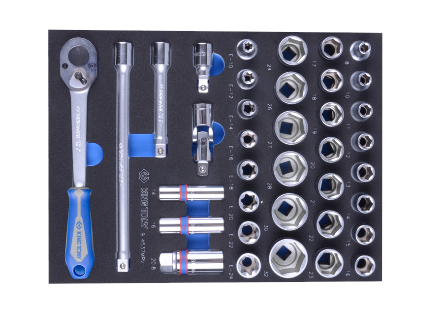 Набір торцевих головок 1/2" з приладдям (ложемент) 37 пр. KING TONY 9-4537MRV (Тайвань), фото 1