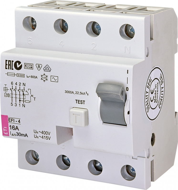 Реле диференціальне (УЗО) EFI-4 100/0,03 тип AC (10kA), фото 1