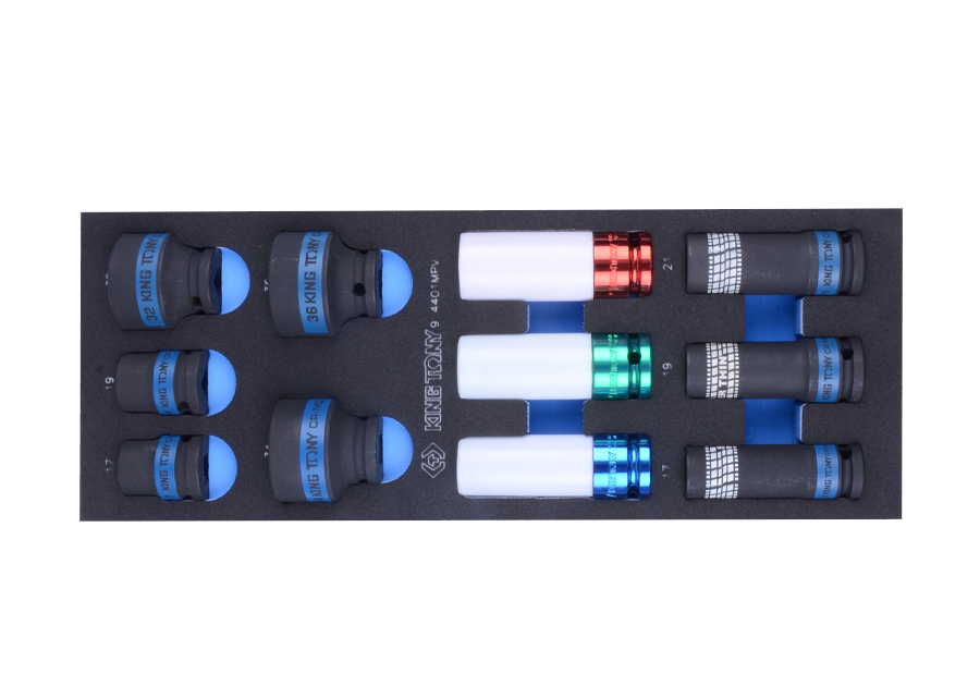 Набір ударних головок 1/2" (ложемент) 11 предметів (EVA FOAM) KING TONY 9-4401MPV (Тайвань), фото 1